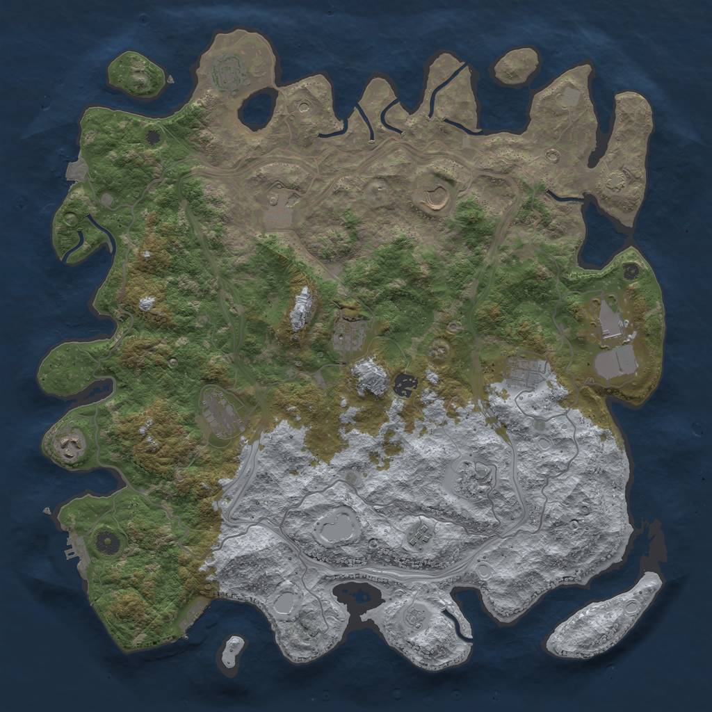 Rust Map: Procedural Map, Size: 4500, Seed: 651945659, 19 Monuments