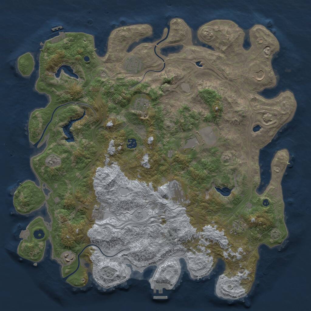 Rust Map: Procedural Map, Size: 4500, Seed: 46223666, 16 Monuments