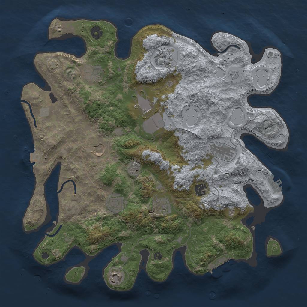 Rust Map: Procedural Map, Size: 3700, Seed: 1055767848, 18 Monuments