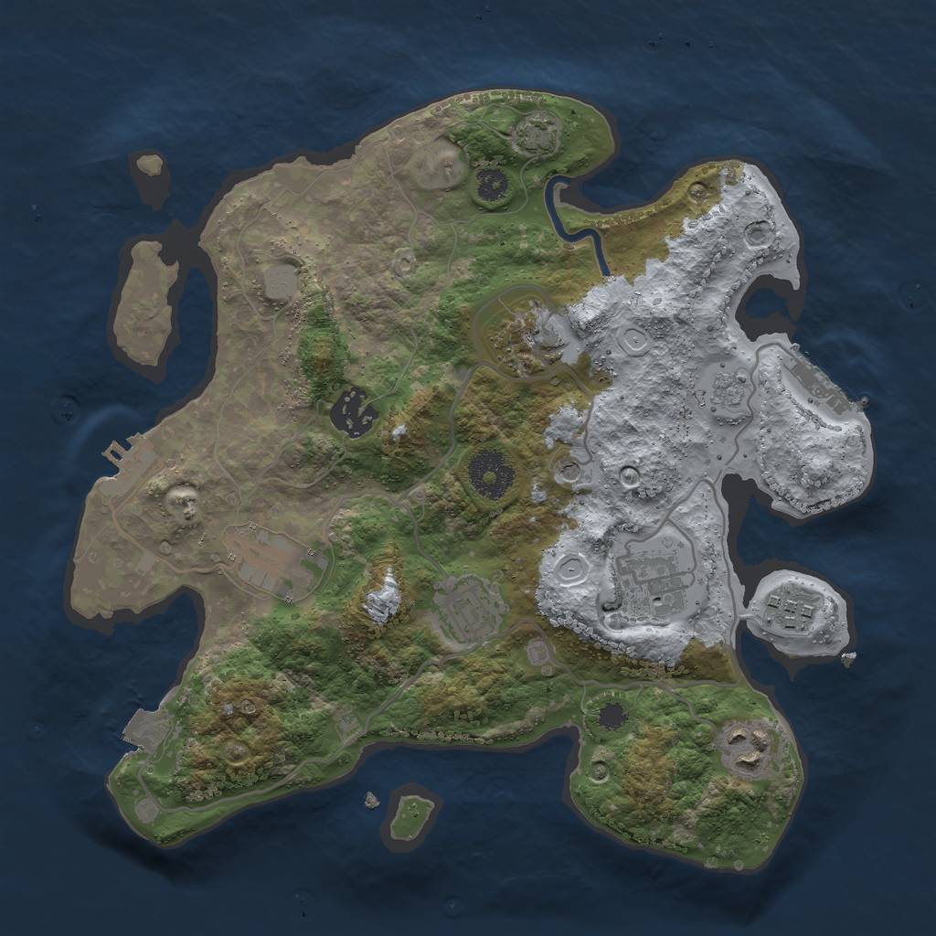 Rust Map: Procedural Map, Size: 3000, Seed: 888441256, 15 Monuments