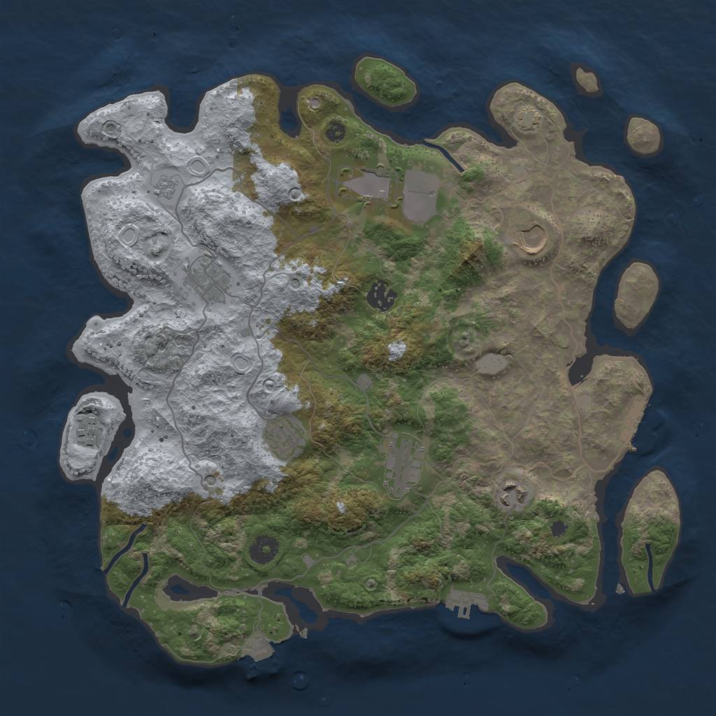 Rust Map: Procedural Map, Size: 3700, Seed: 1575763334, 16 Monuments