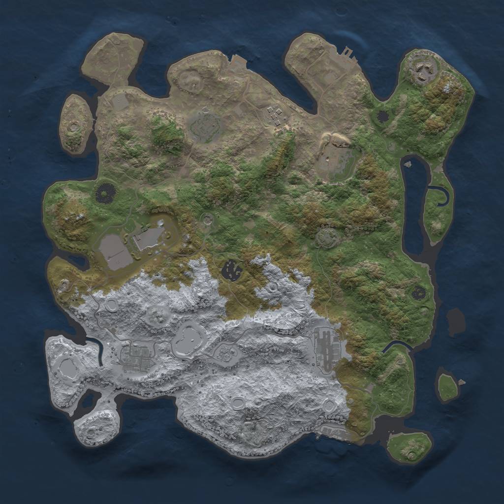 Rust Map: Procedural Map, Size: 3700, Seed: 886555904, 16 Monuments