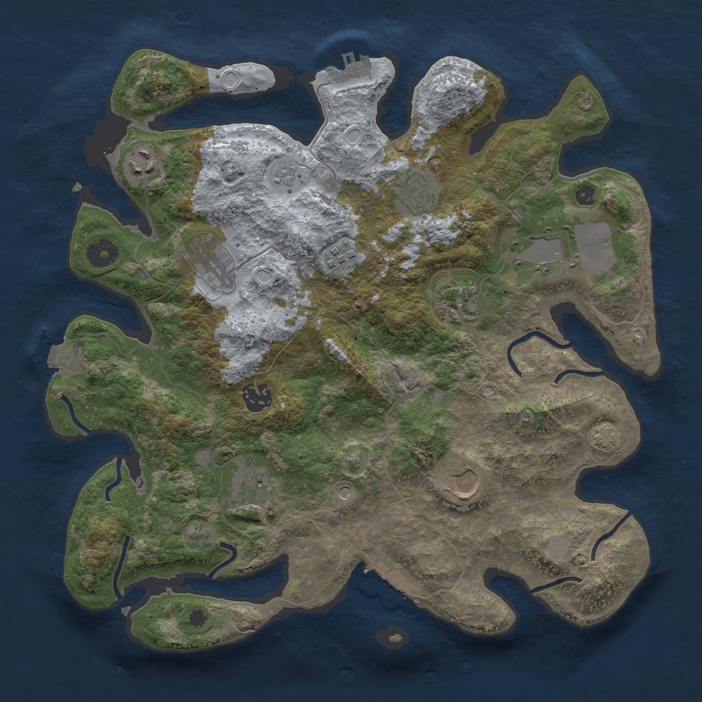 Rust Map: Procedural Map, Size: 3550, Seed: 1810095424, 17 Monuments