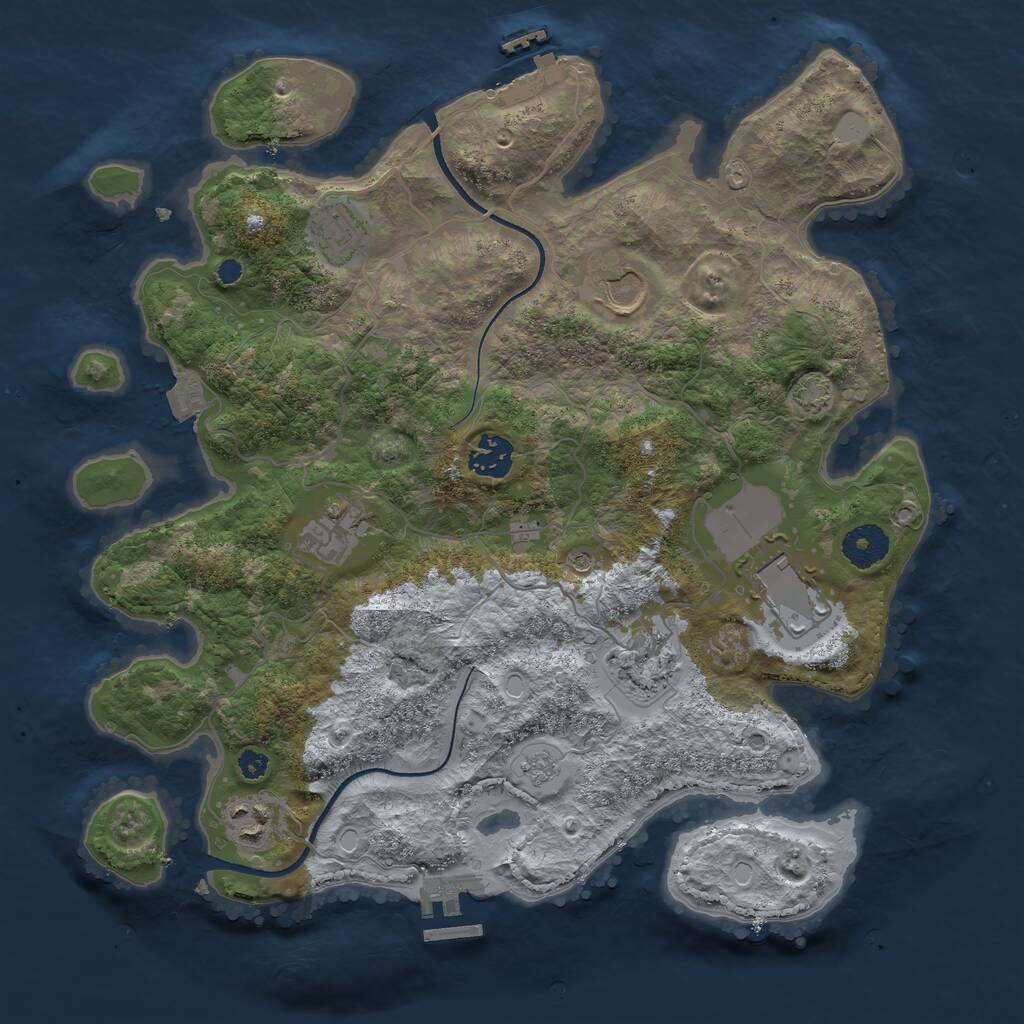 Rust Map: Procedural Map, Size: 3500, Seed: 2008992590, 13 Monuments