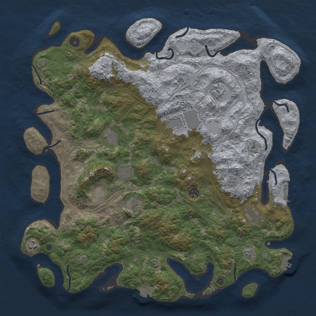 Rust Map: Procedural Map, Size: 4600, Seed: 1440037241, 17 Monuments