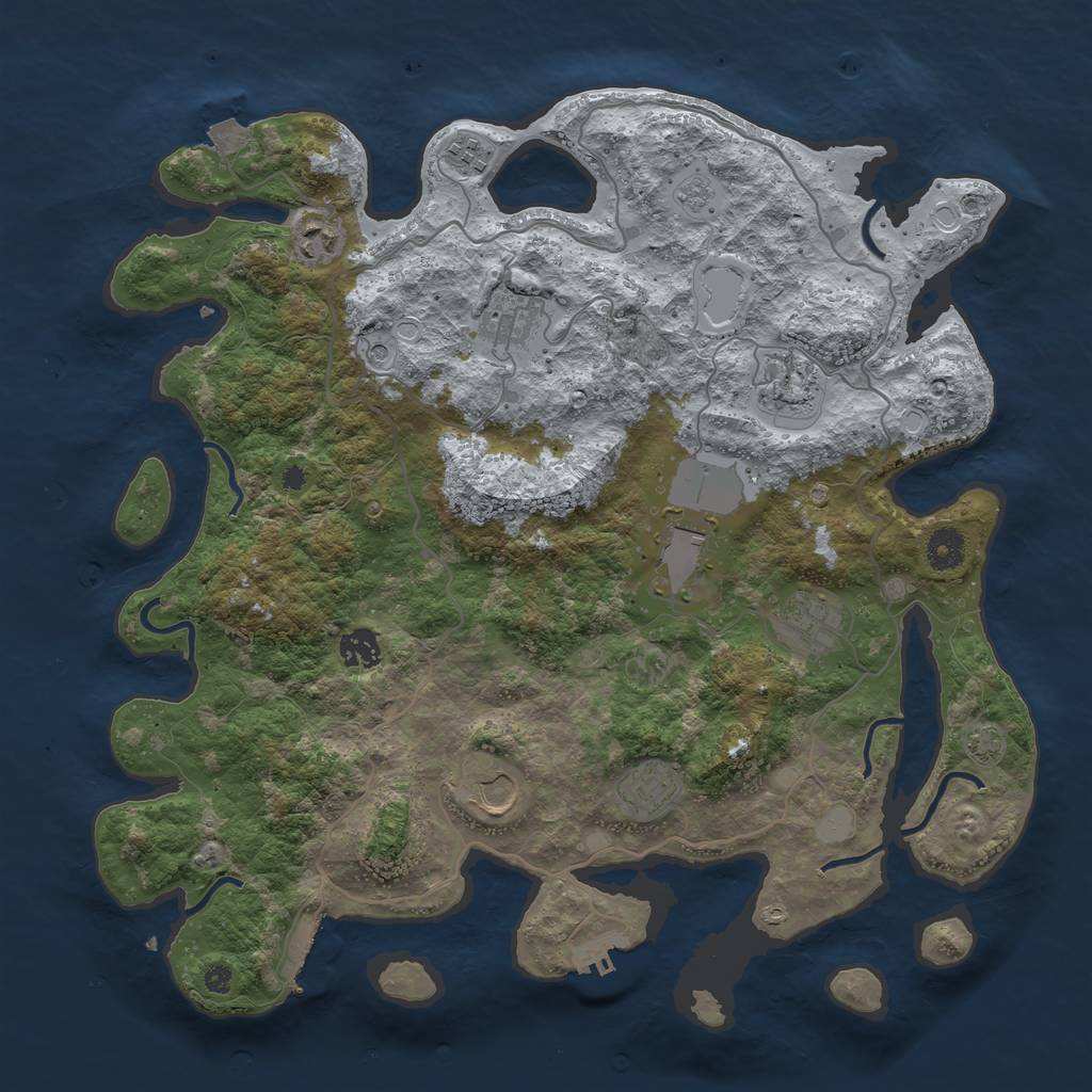 Rust Map: Procedural Map, Size: 4000, Seed: 794563, 17 Monuments