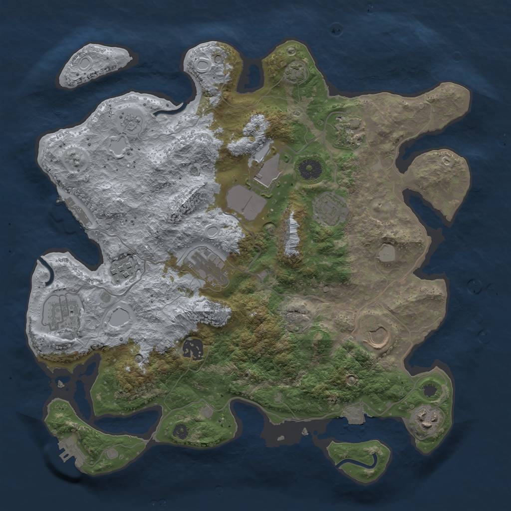 Rust Map: Procedural Map, Size: 3500, Seed: 166718215, 16 Monuments