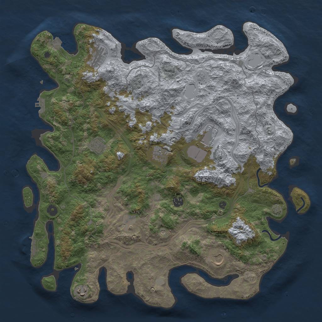 Rust Map: Procedural Map, Size: 4500, Seed: 206495392, 17 Monuments