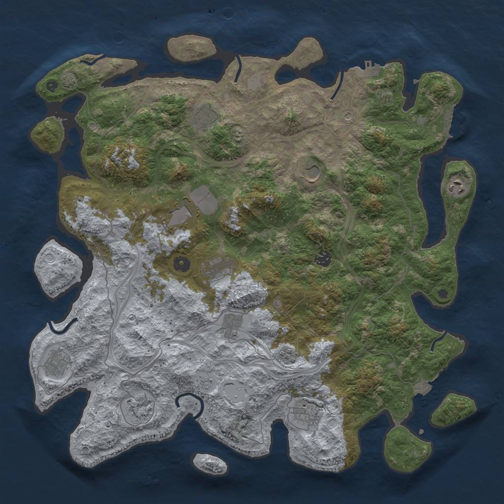 Rust Map: Procedural Map, Size: 4500, Seed: 1481644344, 19 Monuments