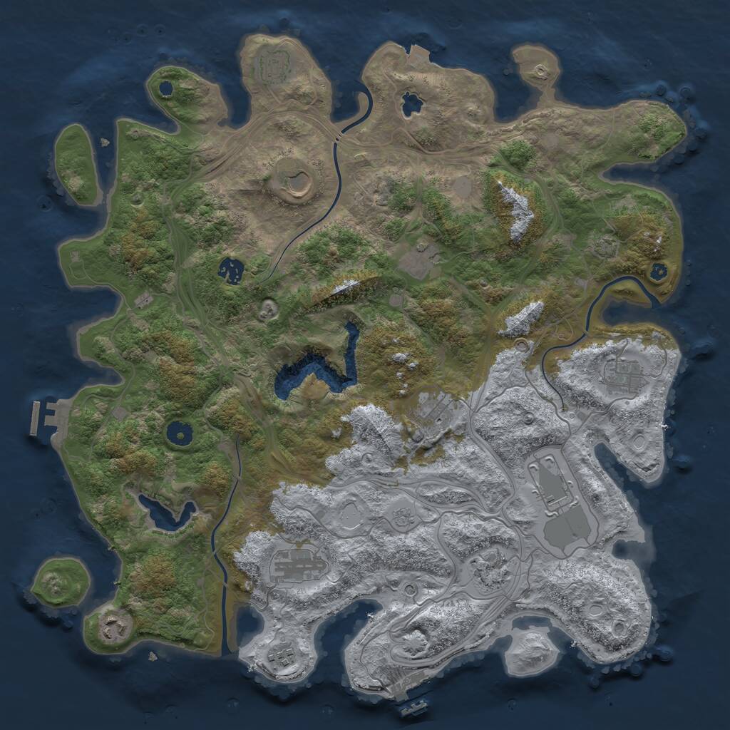 Rust Map: Procedural Map, Size: 4250, Seed: 1034604373, 17 Monuments