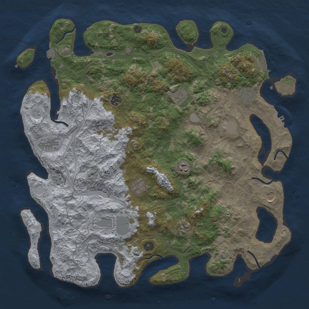Rust Map: Procedural Map, Size: 4500, Seed: 1148145059, 19 Monuments