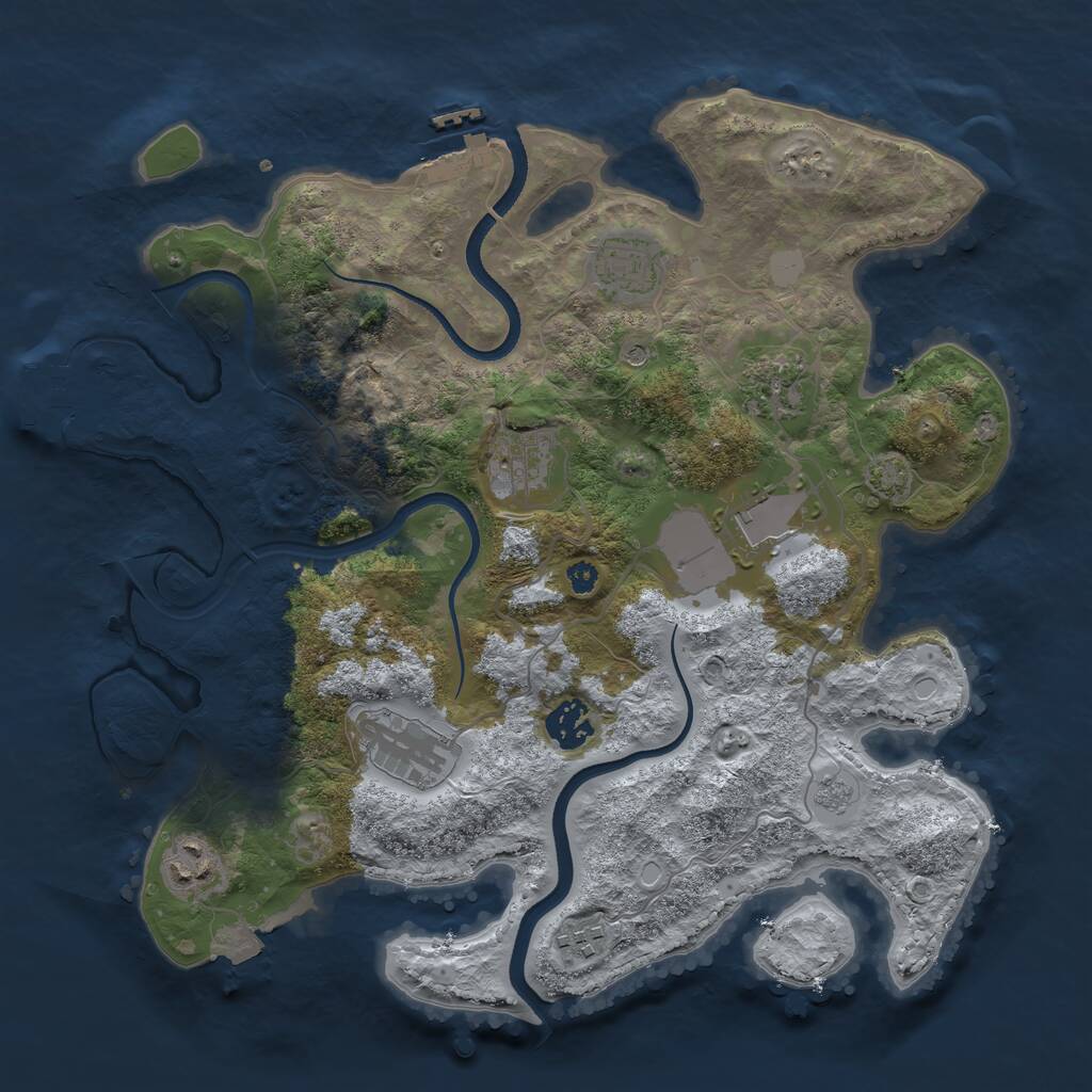 Rust Map: Procedural Map, Size: 3500, Seed: 89648740, 14 Monuments