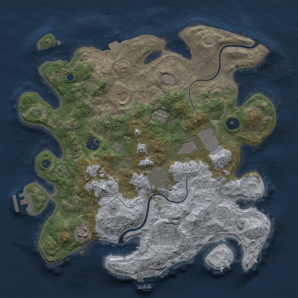 Rust Map: Procedural Map, Size: 3500, Seed: 89648740, 13 Monuments