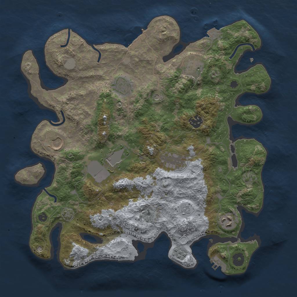 Rust Map: Procedural Map, Size: 3500, Seed: 1841173469, 16 Monuments