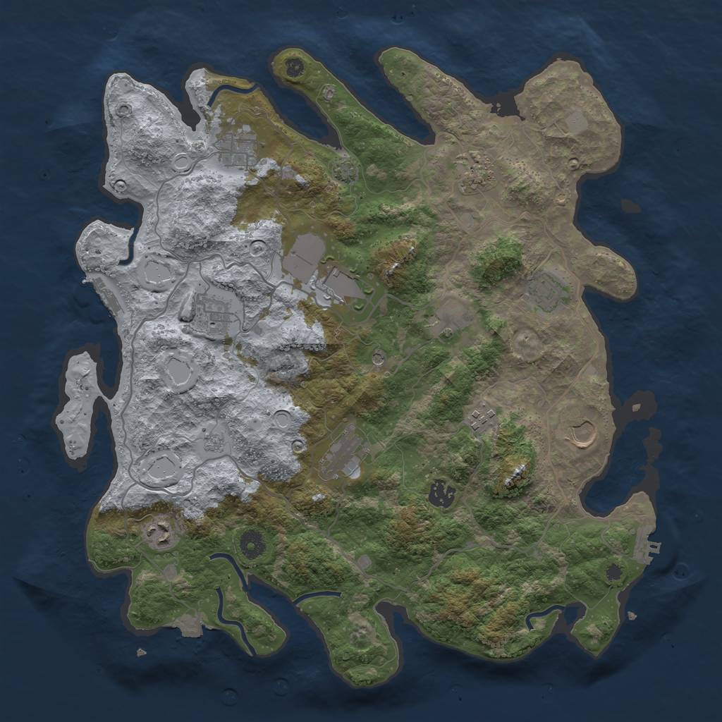 Rust Map: Procedural Map, Size: 4000, Seed: 1895730661, 19 Monuments
