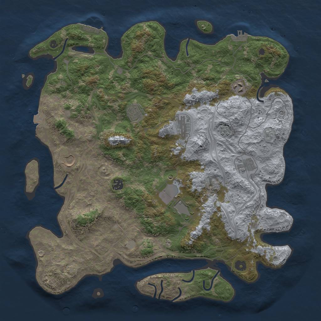 Rust Map: Procedural Map, Size: 4250, Seed: 287137407, 16 Monuments