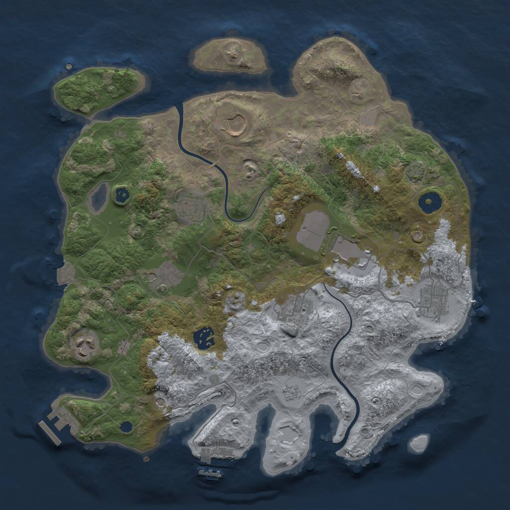 Rust Map: Procedural Map, Size: 3500, Seed: 820231, 14 Monuments