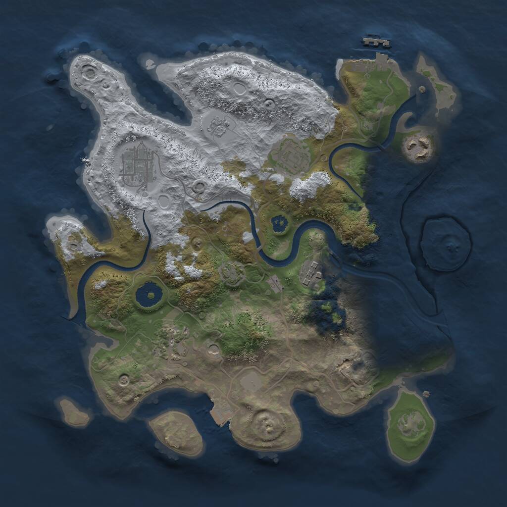 Rust Map: Procedural Map, Size: 3000, Seed: 4724, 10 Monuments