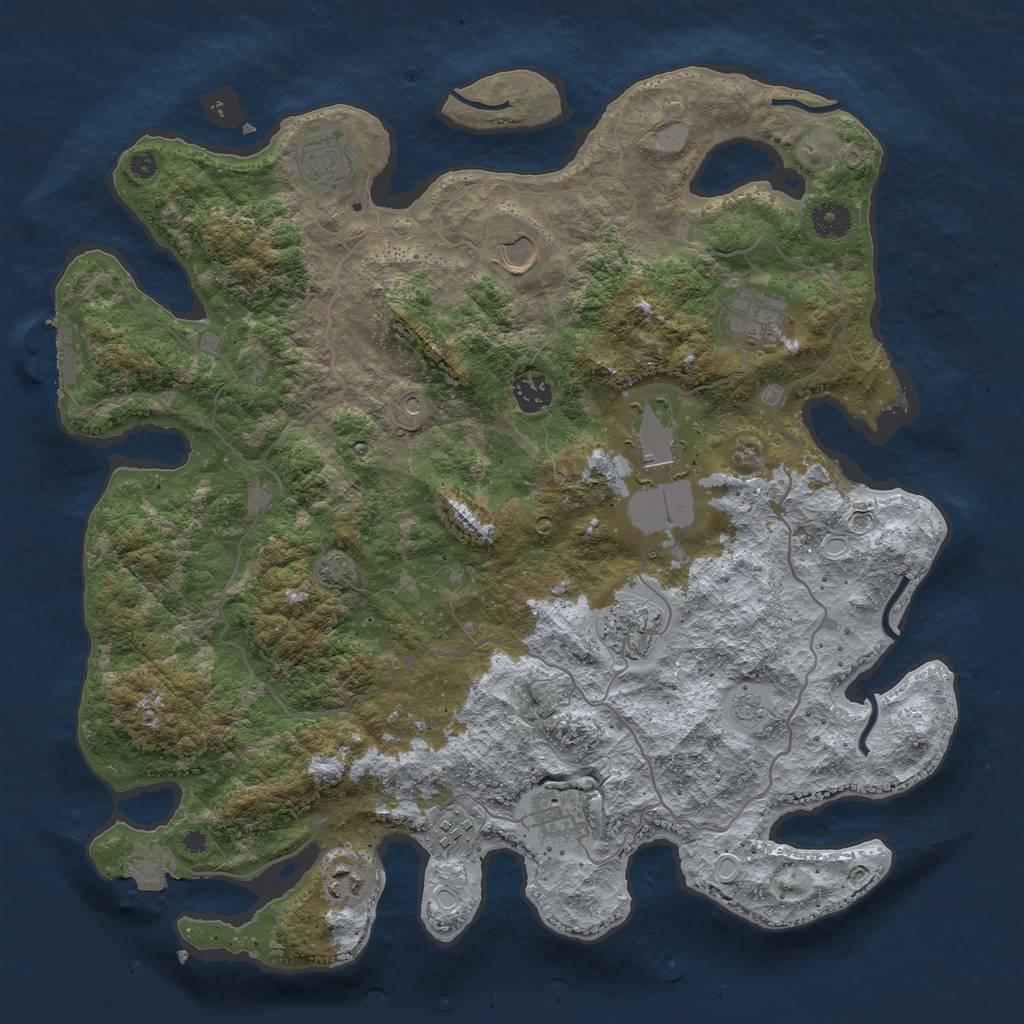 Rust Map: Procedural Map, Size: 4000, Seed: 9263, 16 Monuments