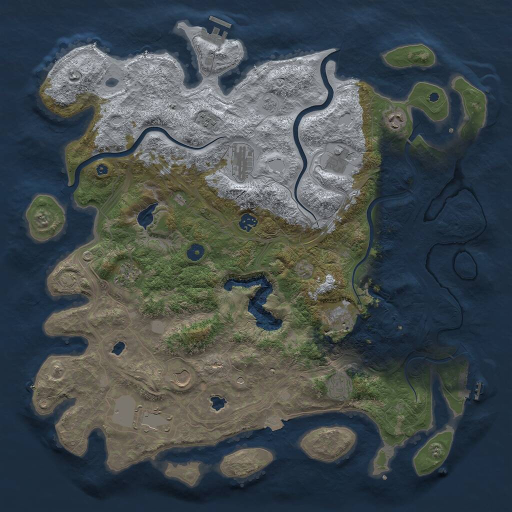 Rust Map: Procedural Map, Size: 4500, Seed: 356153337, 16 Monuments
