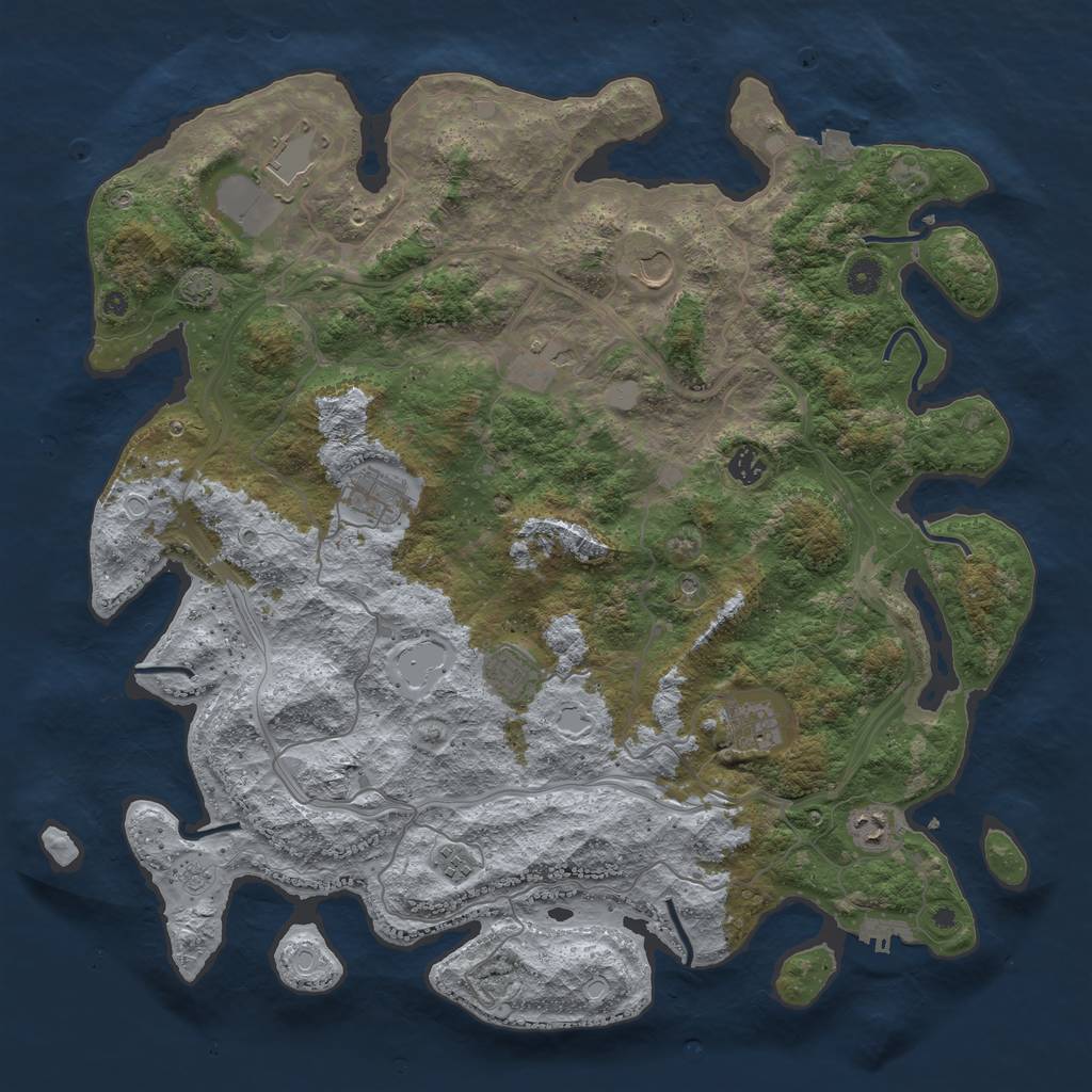 Rust Map: Procedural Map, Size: 4500, Seed: 1211013661, 16 Monuments