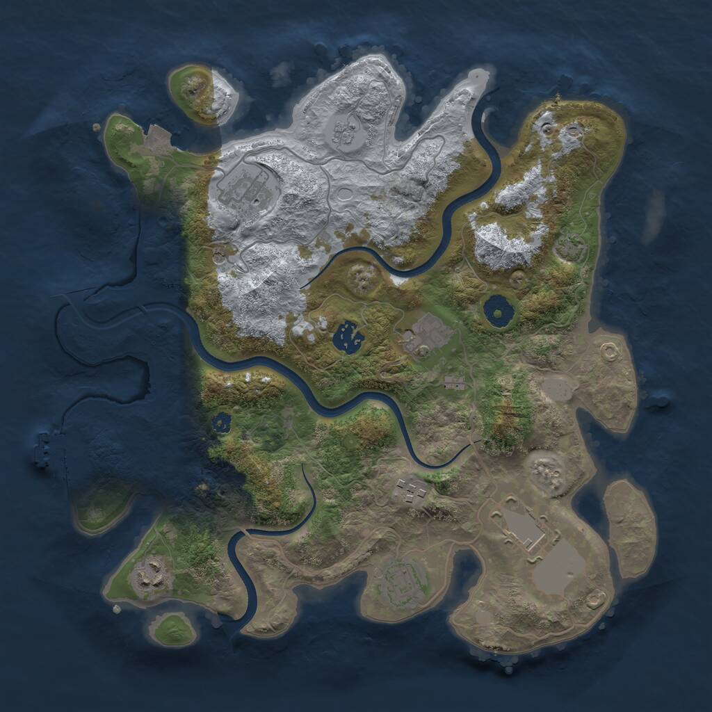 Rust Map: Procedural Map, Size: 3500, Seed: 1876062545, 12 Monuments