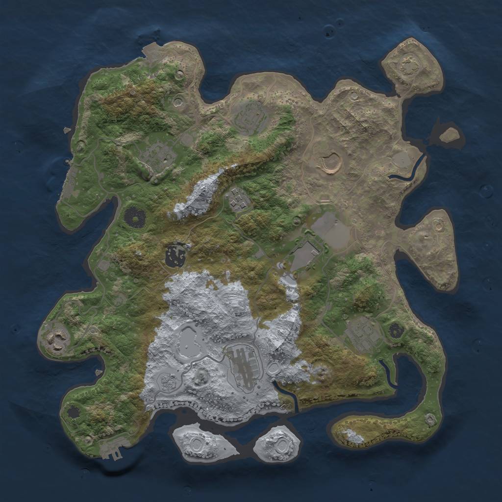Rust Map: Procedural Map, Size: 3500, Seed: 1468293003, 17 Monuments