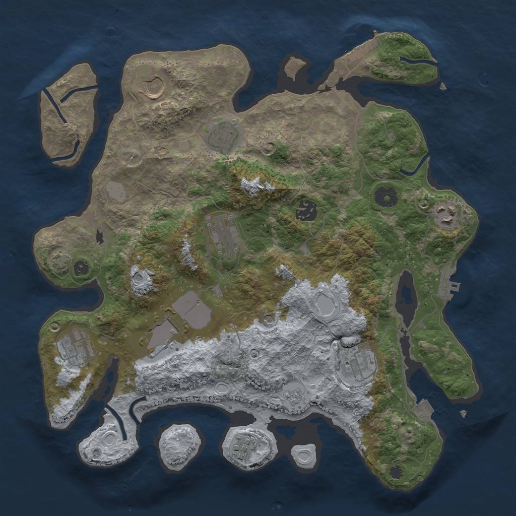 Rust Map: Procedural Map, Size: 3500, Seed: 33453, 17 Monuments