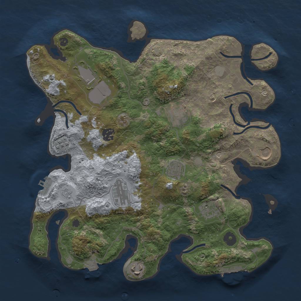 Rust Map: Procedural Map, Size: 3500, Seed: 12361410, 17 Monuments
