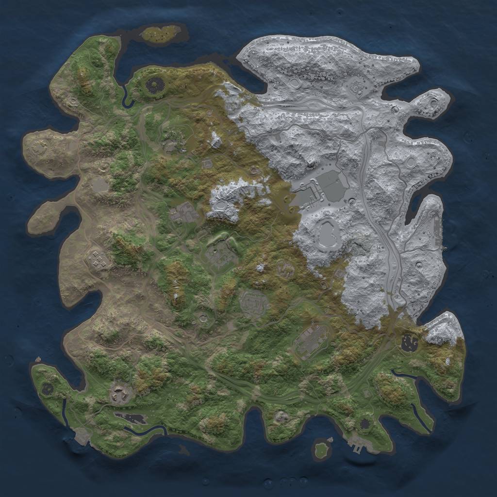 Rust Map: Procedural Map, Size: 4250, Seed: 72913, 17 Monuments