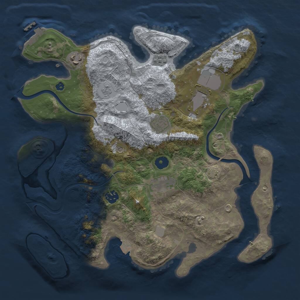 Rust Map: Procedural Map, Size: 3500, Seed: 1258169986, 11 Monuments