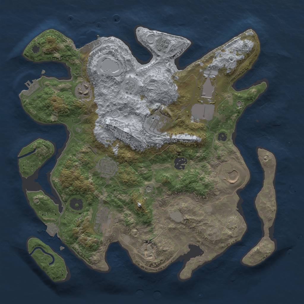 Rust Map: Procedural Map, Size: 3500, Seed: 1258169986, 16 Monuments