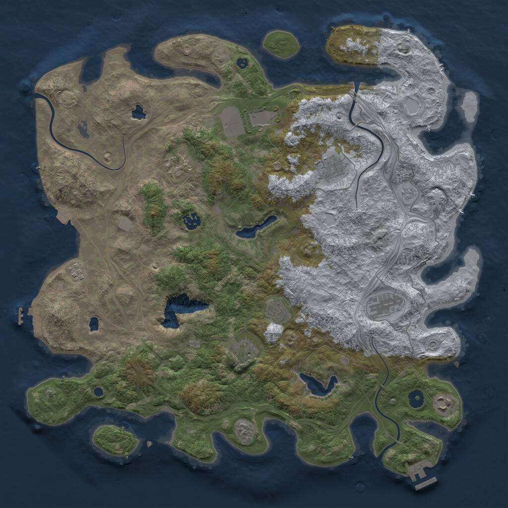 Rust Map: Procedural Map, Size: 4500, Seed: 428946047, 15 Monuments