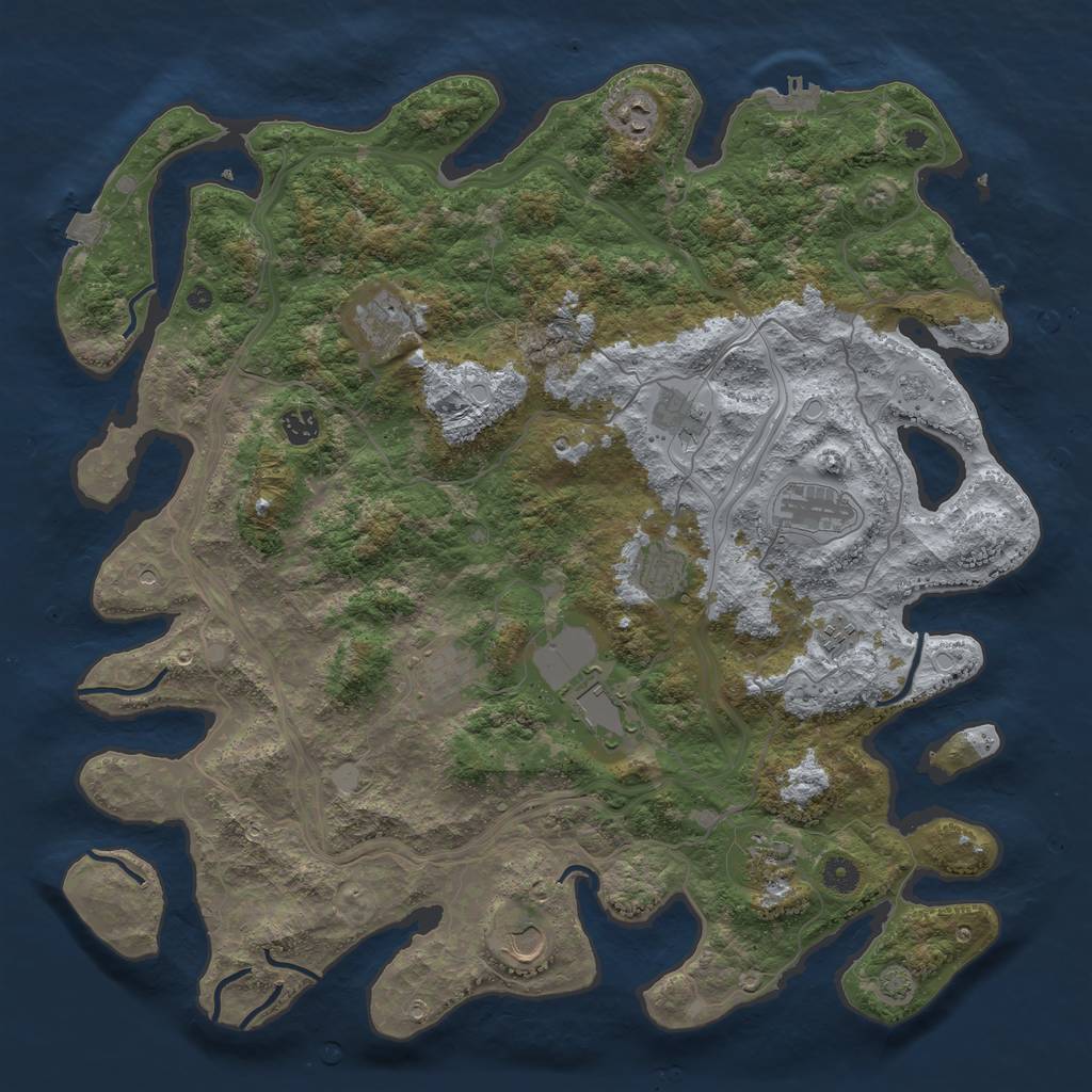 Rust Map: Procedural Map, Size: 4500, Seed: 411578463, 19 Monuments
