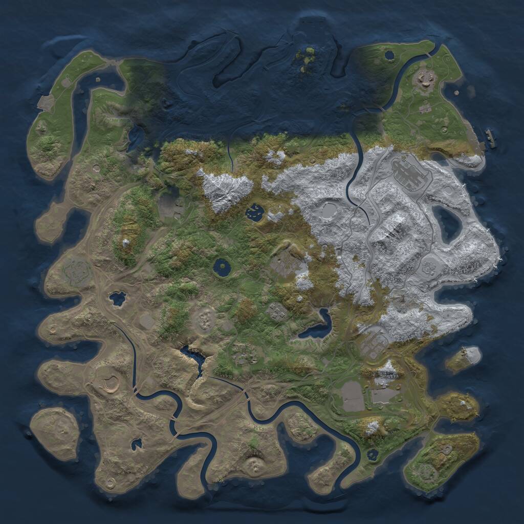 Rust Map: Procedural Map, Size: 4500, Seed: 411578463, 17 Monuments
