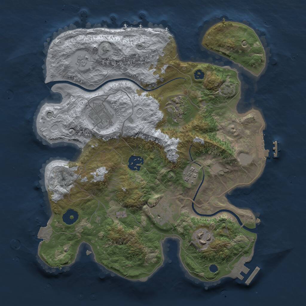 Rust Map: Procedural Map, Size: 3000, Seed: 1796701368, 11 Monuments