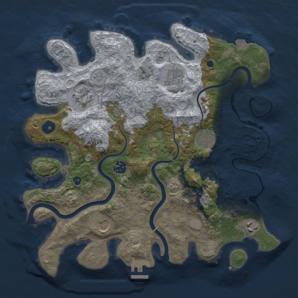 Rust Map: Procedural Map, Size: 3500, Seed: 719106384, 12 Monuments