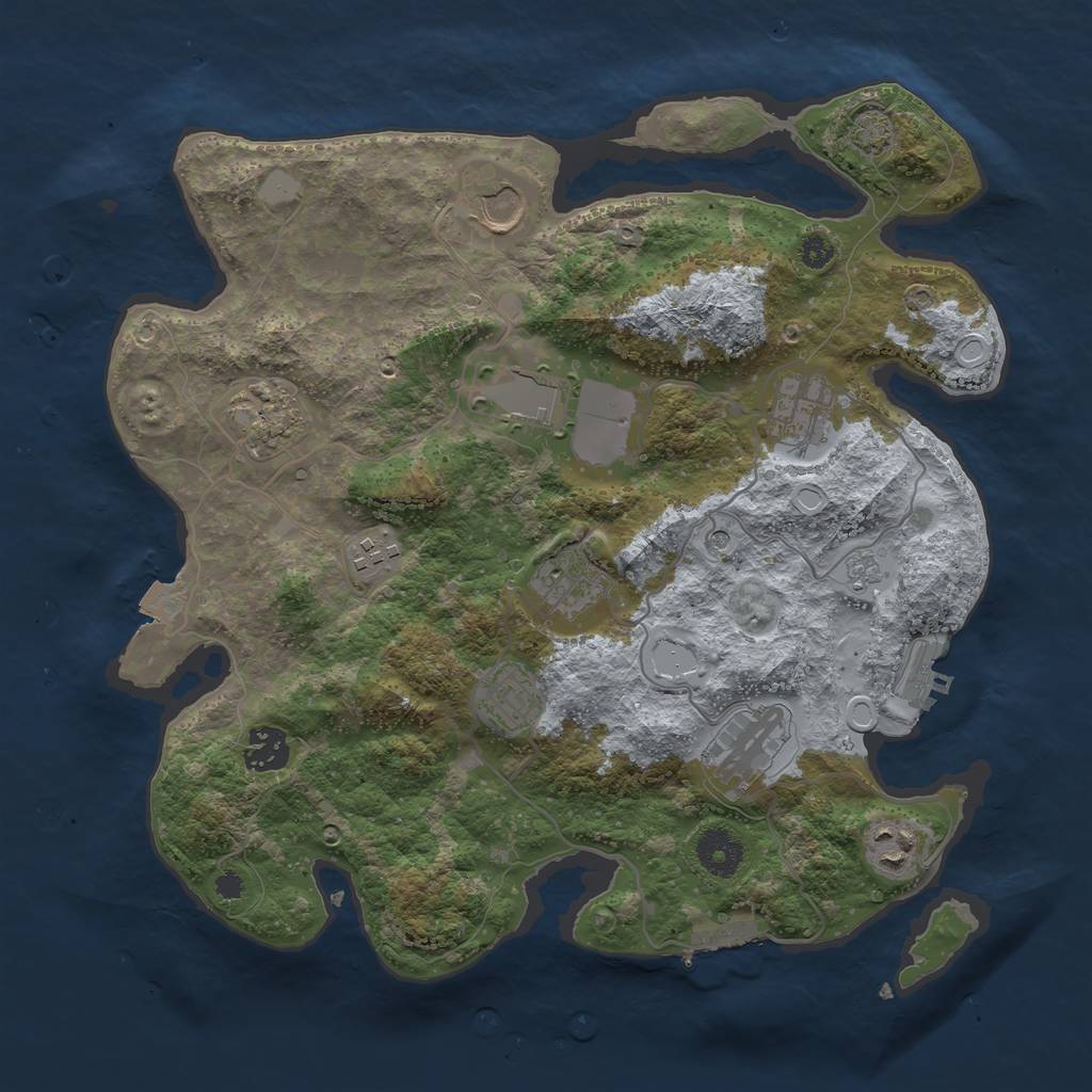 Rust Map: Procedural Map, Size: 3500, Seed: 234159, 18 Monuments