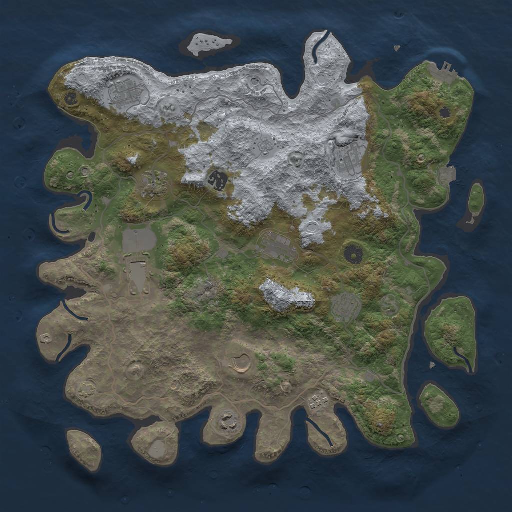 Rust Map: Procedural Map, Size: 4000, Seed: 758550323, 17 Monuments