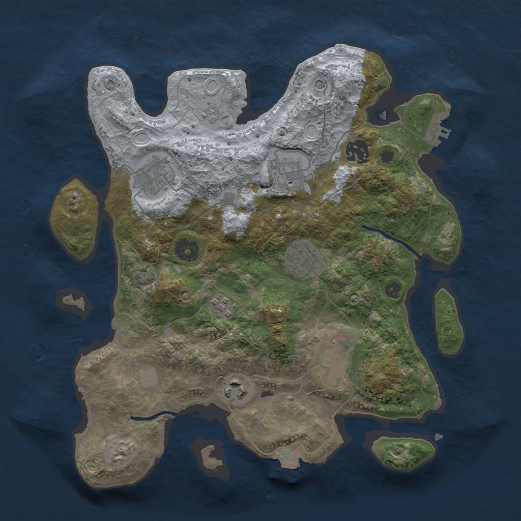 Rust Map: Procedural Map, Size: 3250, Seed: 1853301768, 14 Monuments