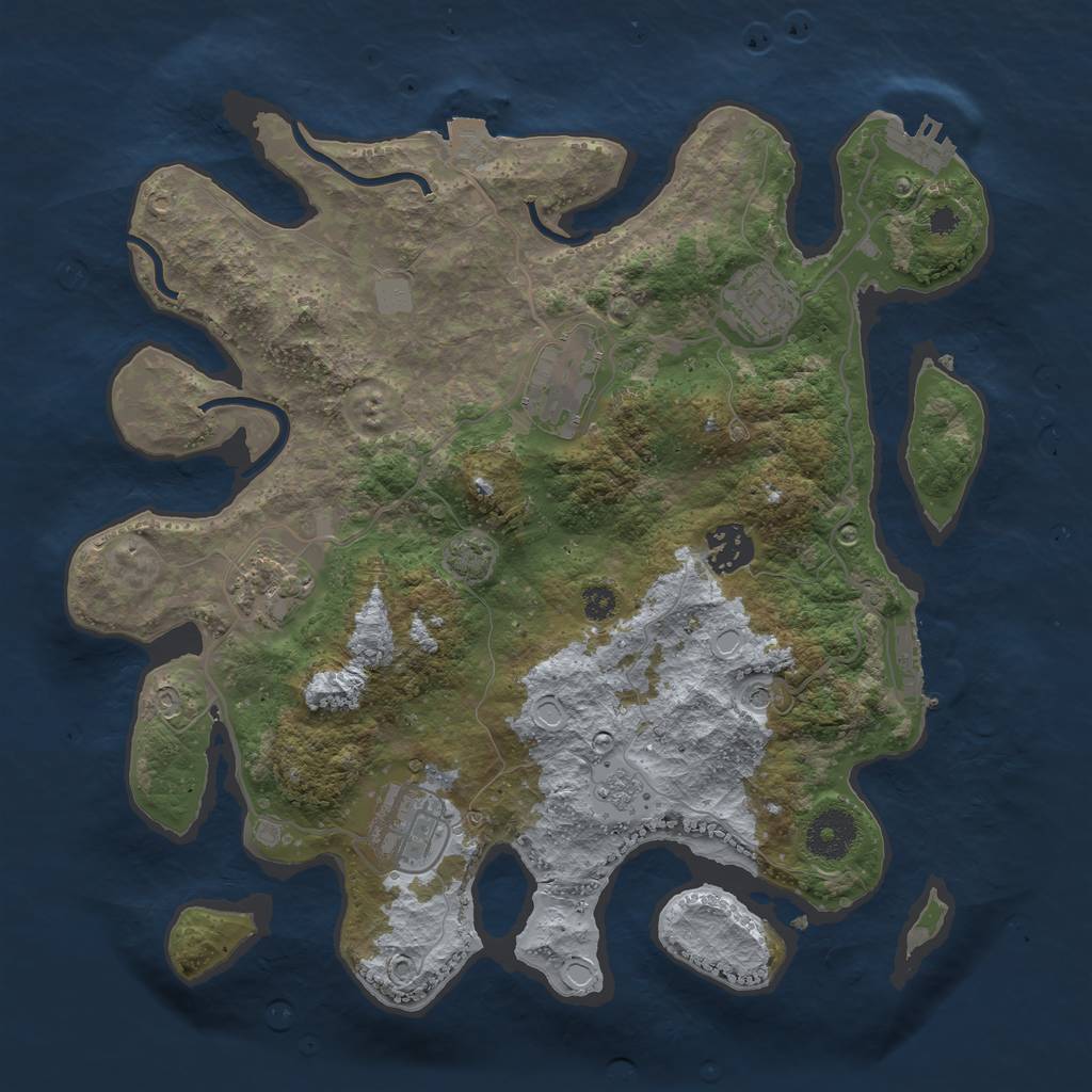 Rust Map: Procedural Map, Size: 3300, Seed: 1207666254, 13 Monuments