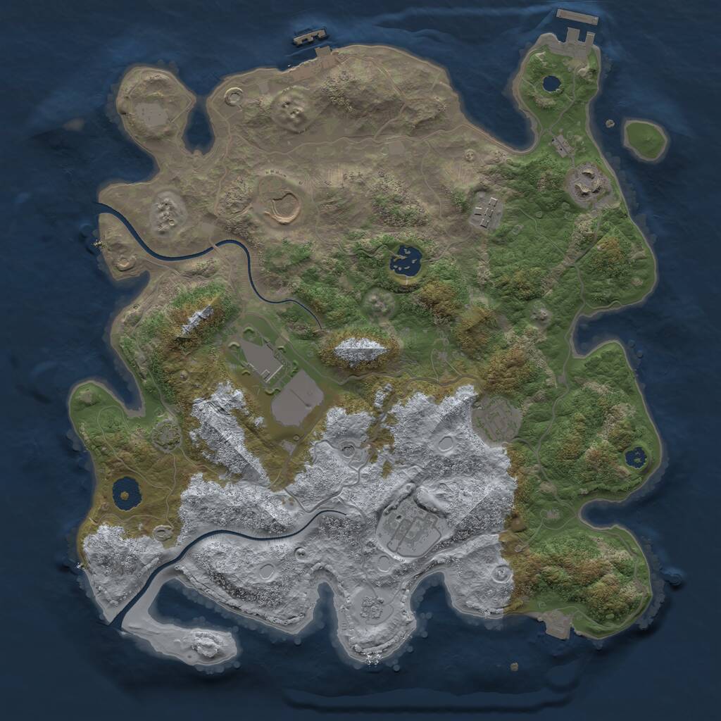 Rust Map: Procedural Map, Size: 3500, Seed: 1232149093, 13 Monuments