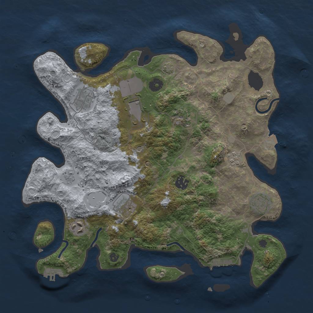 Rust Map: Procedural Map, Size: 3500, Seed: 123187324, 16 Monuments