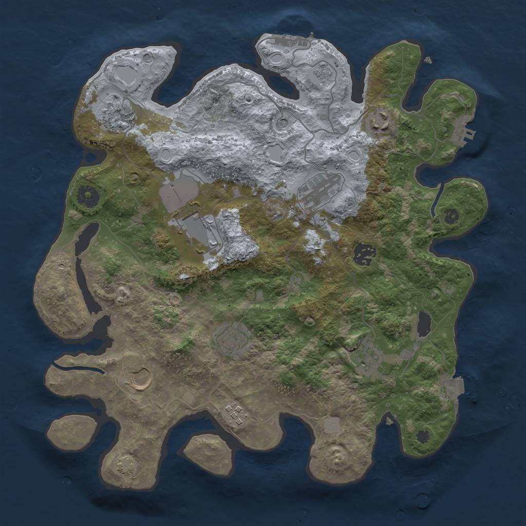 Rust Map: Procedural Map, Size: 3500, Seed: 935478530, 17 Monuments