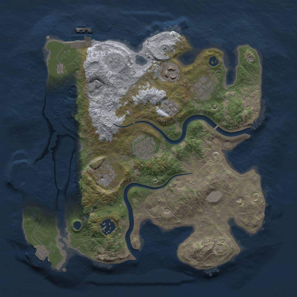 Rust Map: Procedural Map, Size: 3000, Seed: 1623380, 12 Monuments