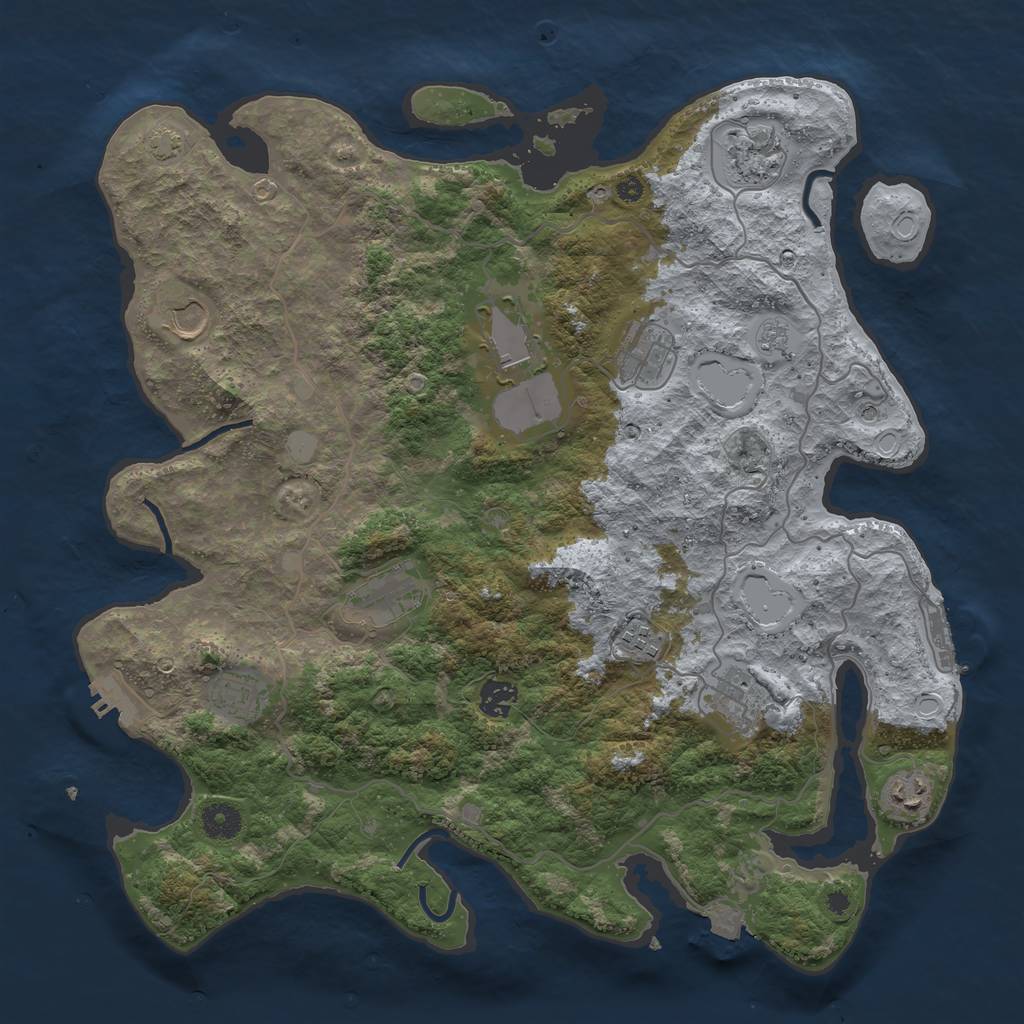 Rust Map: Procedural Map, Size: 4000, Seed: 36940, 18 Monuments