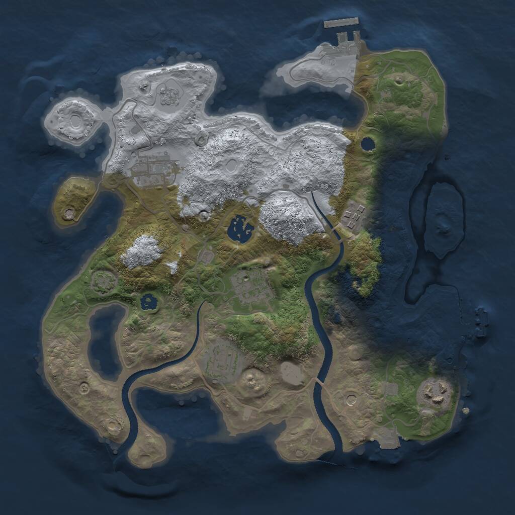 Rust Map: Procedural Map, Size: 3000, Seed: 44209704, 12 Monuments