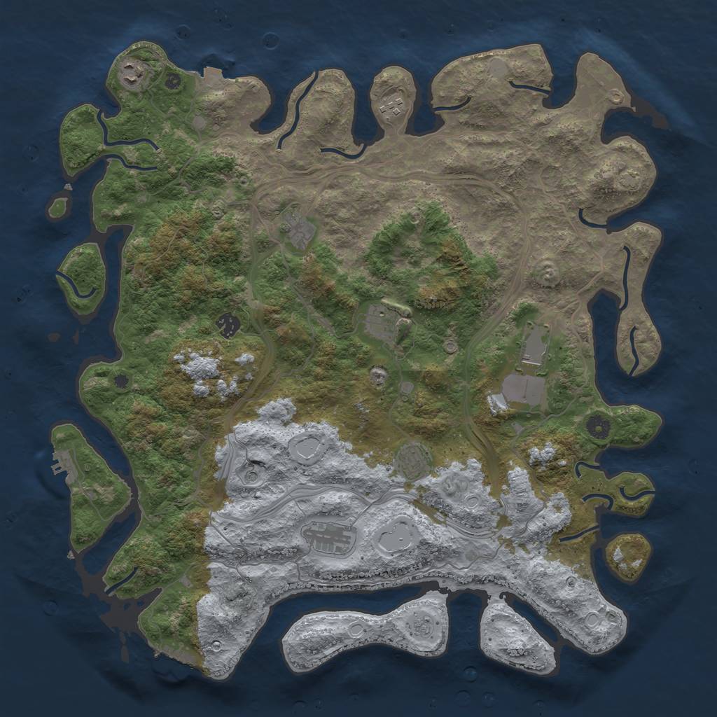 Rust Map: Procedural Map, Size: 4500, Seed: 2089925057, 16 Monuments