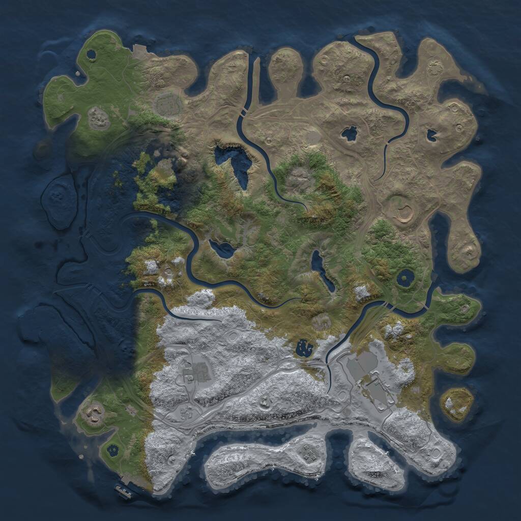 Rust Map: Procedural Map, Size: 4500, Seed: 2089925057, 14 Monuments