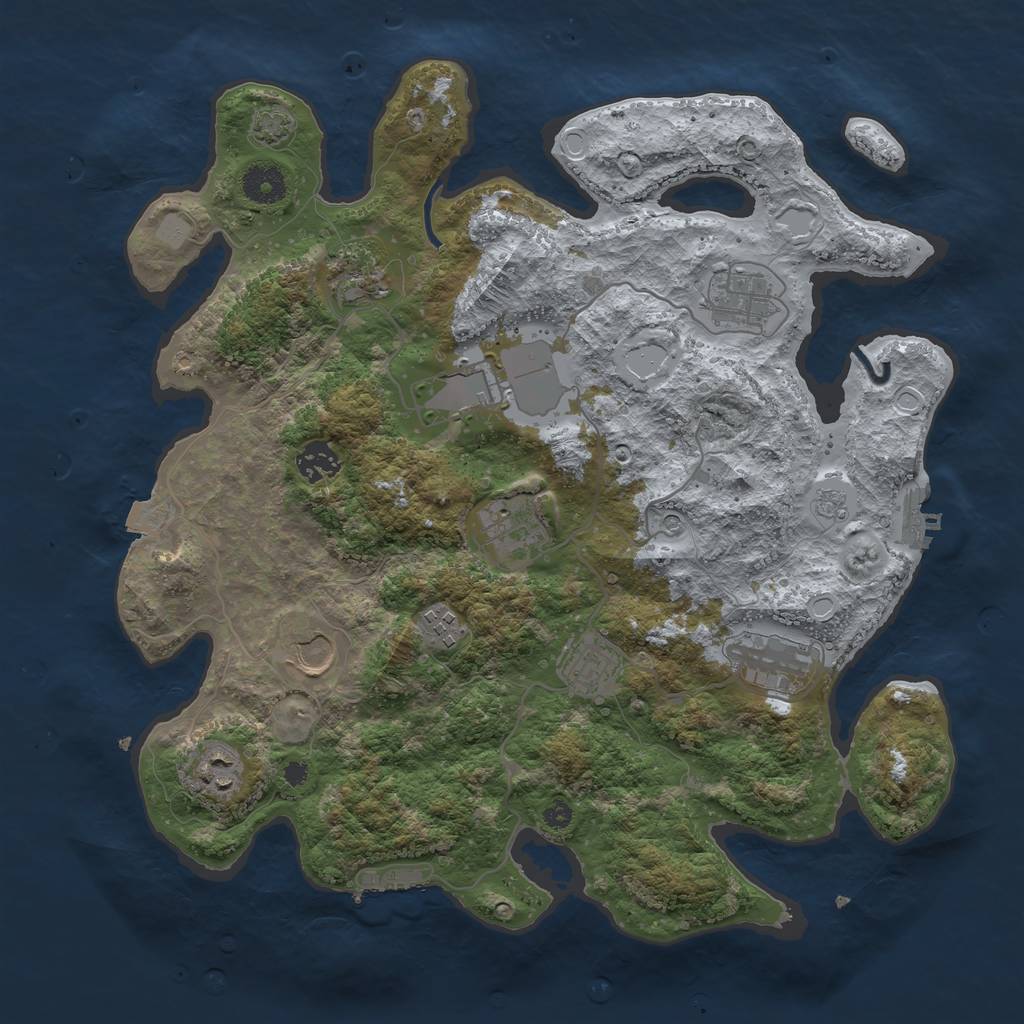 Rust Map: Procedural Map, Size: 3700, Seed: 661260015, 18 Monuments